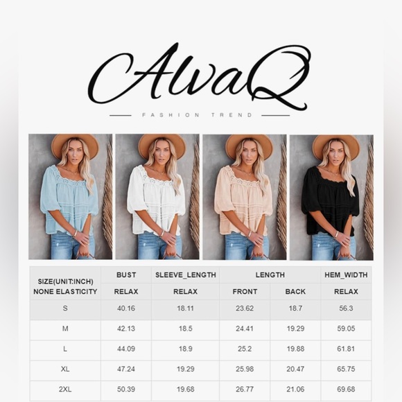 AlvaQ women Summer Lace Crochet Square Neck Top Ruffle Lantern Shirt 2XL Pink - Picture 5 of 5